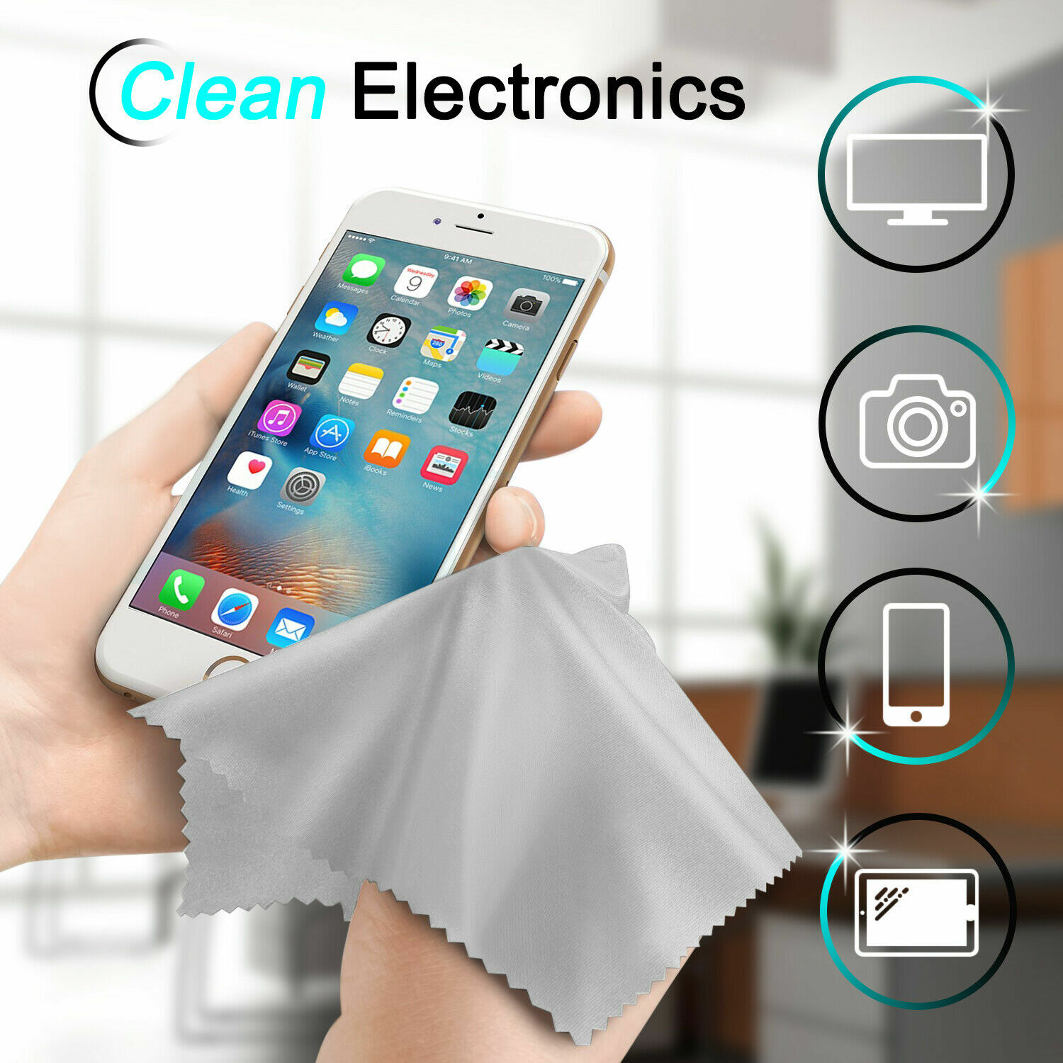 Oversized Microfiber Cleaning Cloth 8″ X 8″ for TV Screens Lens Phone-Multicolor