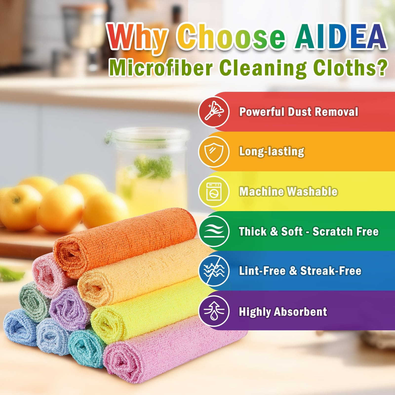 Microfiber Cleaning Cloths Home Kitchen Auto Detailing Wash Towels 20 Pack Rags