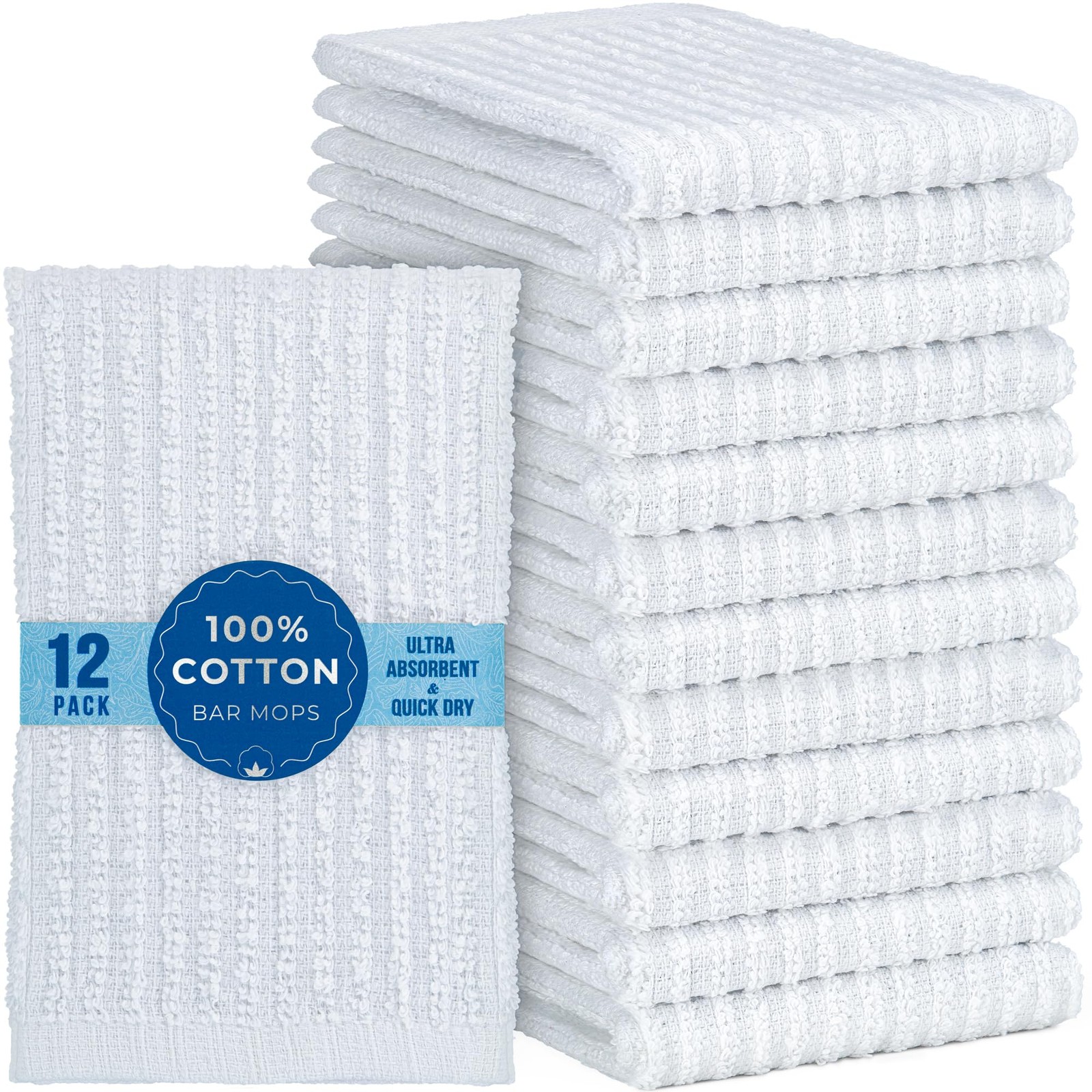 12 Pack 100% Cotton Kitchen Towels for Cleaning, 12 x 12 inch, Ultra Absorben…