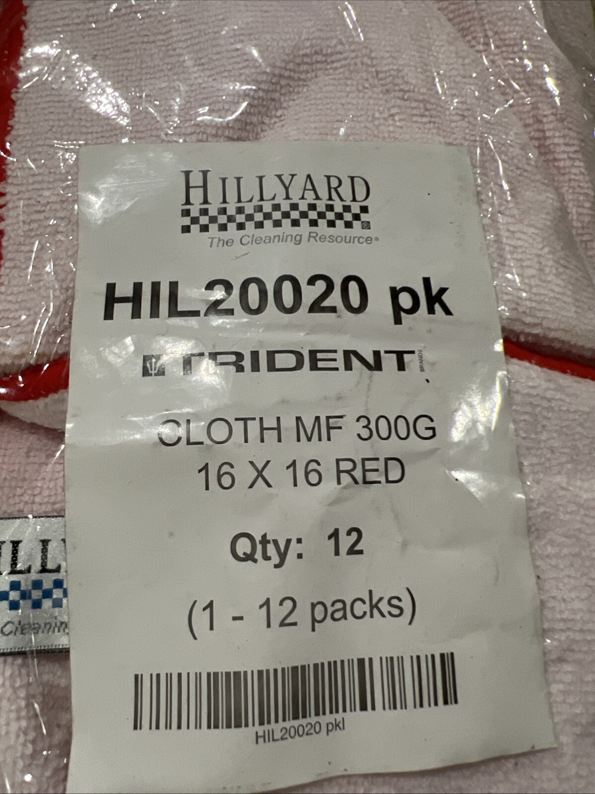 Hilliard Trident Cleaning Cloth Pack of 12, Microfiber 16×16, 300 GSM, Red
