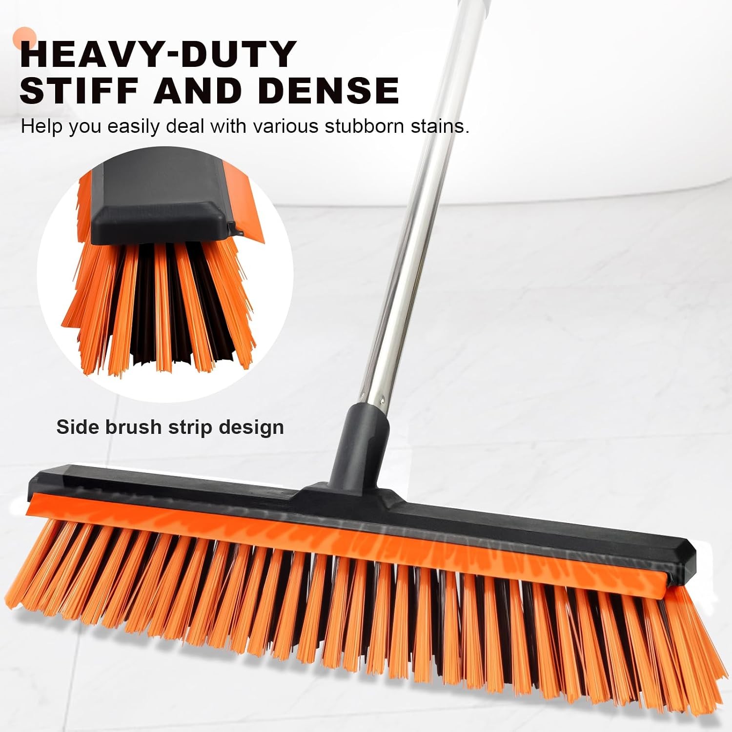 18″ Push Broom Outdoor with Rubber Squeegee,Heavy Duty Broom Brush with