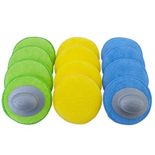 Microfiber Detailing Wax 12 Pack, 13 cm Multi-blue,green,yellow-microfiber