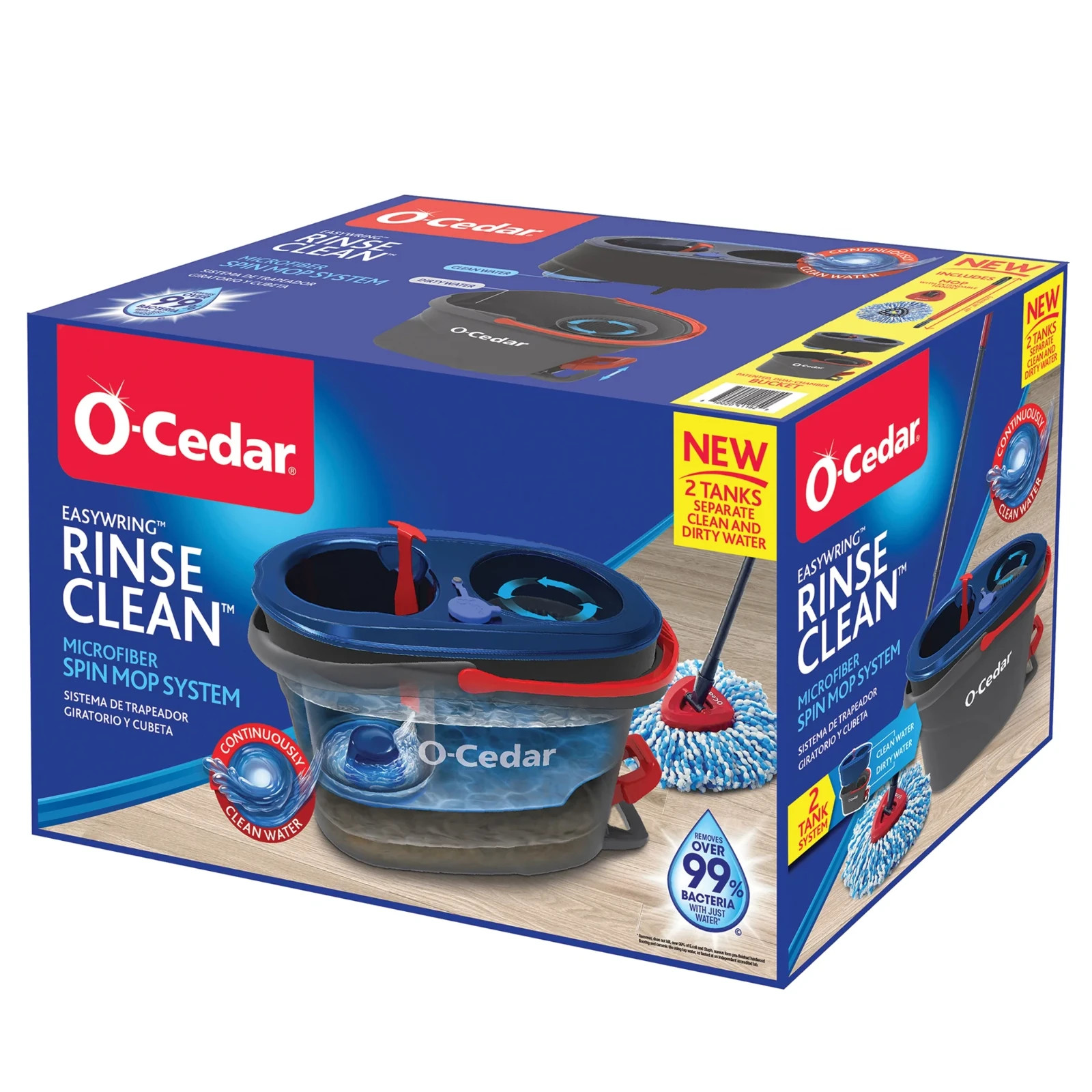 O-Cedar RinseClean Spin Mop & Bucket System, Clean with Water- No Import Fees