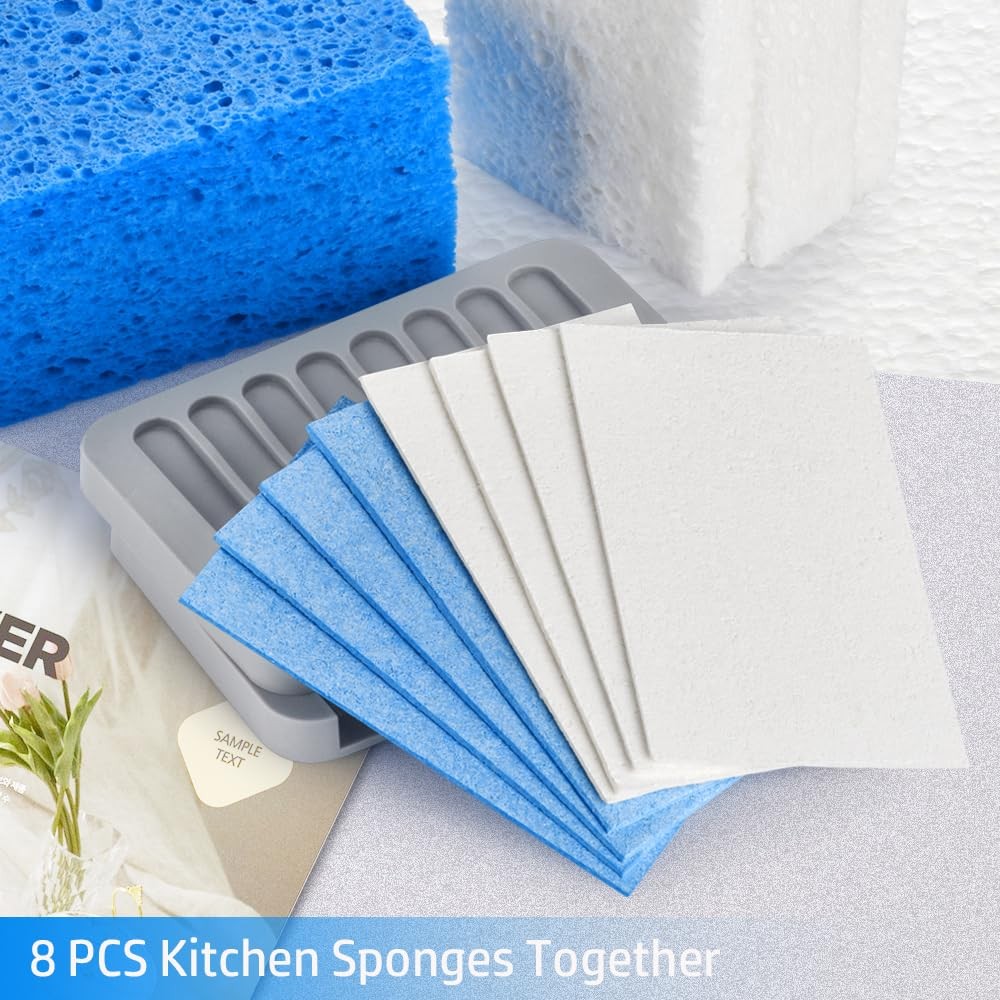 8PCS Compressed Kitchen Sponges for Household Use, Zero Scratch Multicolor