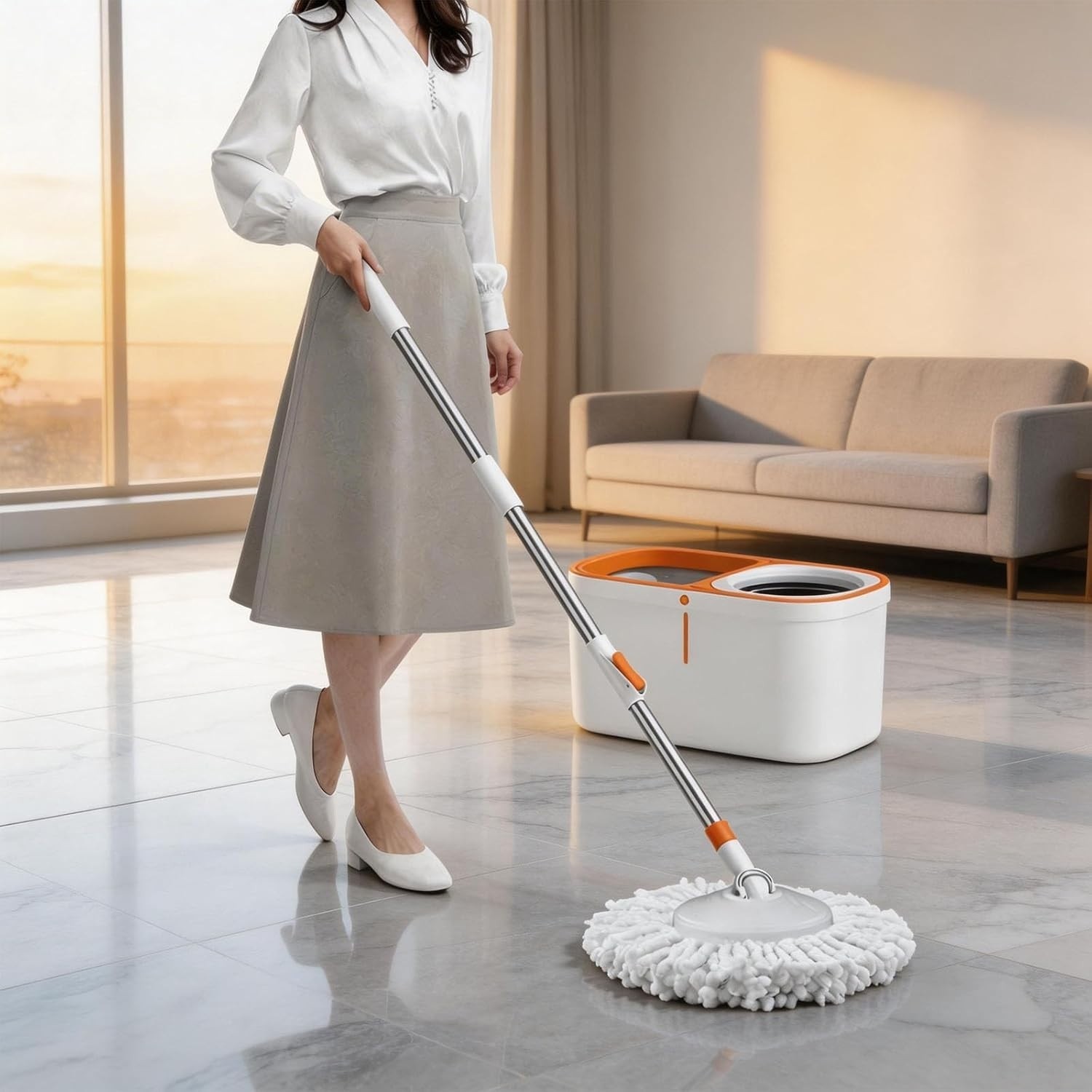 Mopa 61 Pulgadas Con Mango De Acero Inoxidable Reutilizable Para Suelos NEW US.