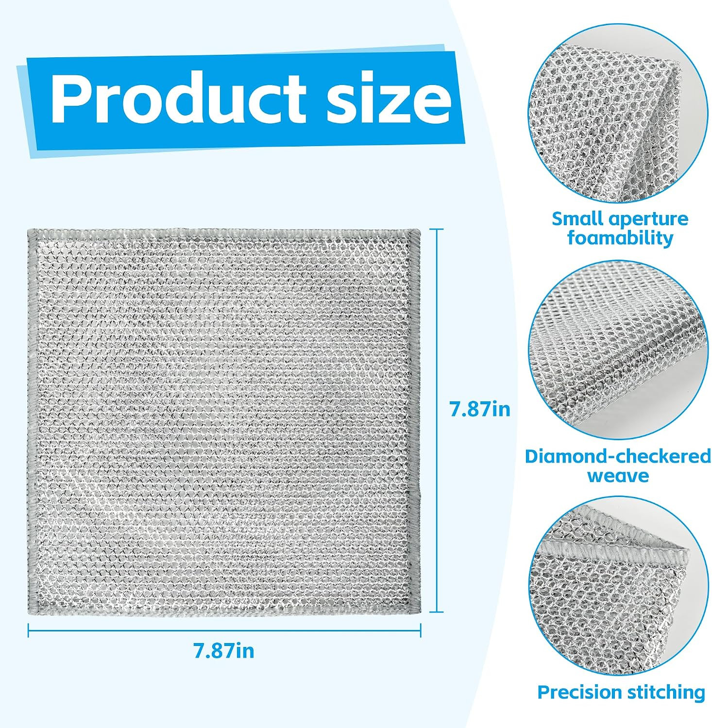 12Pack Multipurpose Wire Dishwashing Rags, Upgrade Non Scratch Wire Dishcloth, S