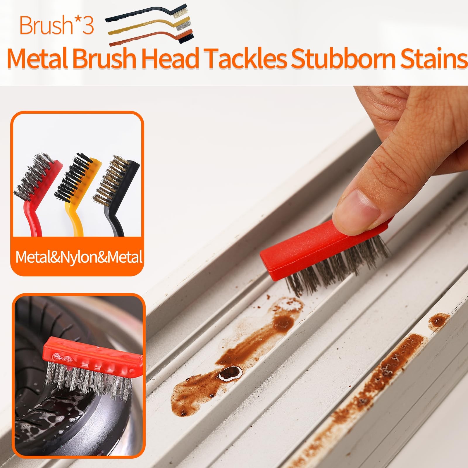 13Pcs Crevice Cleaning Brush Set, Window Groove Kit Hard Gray