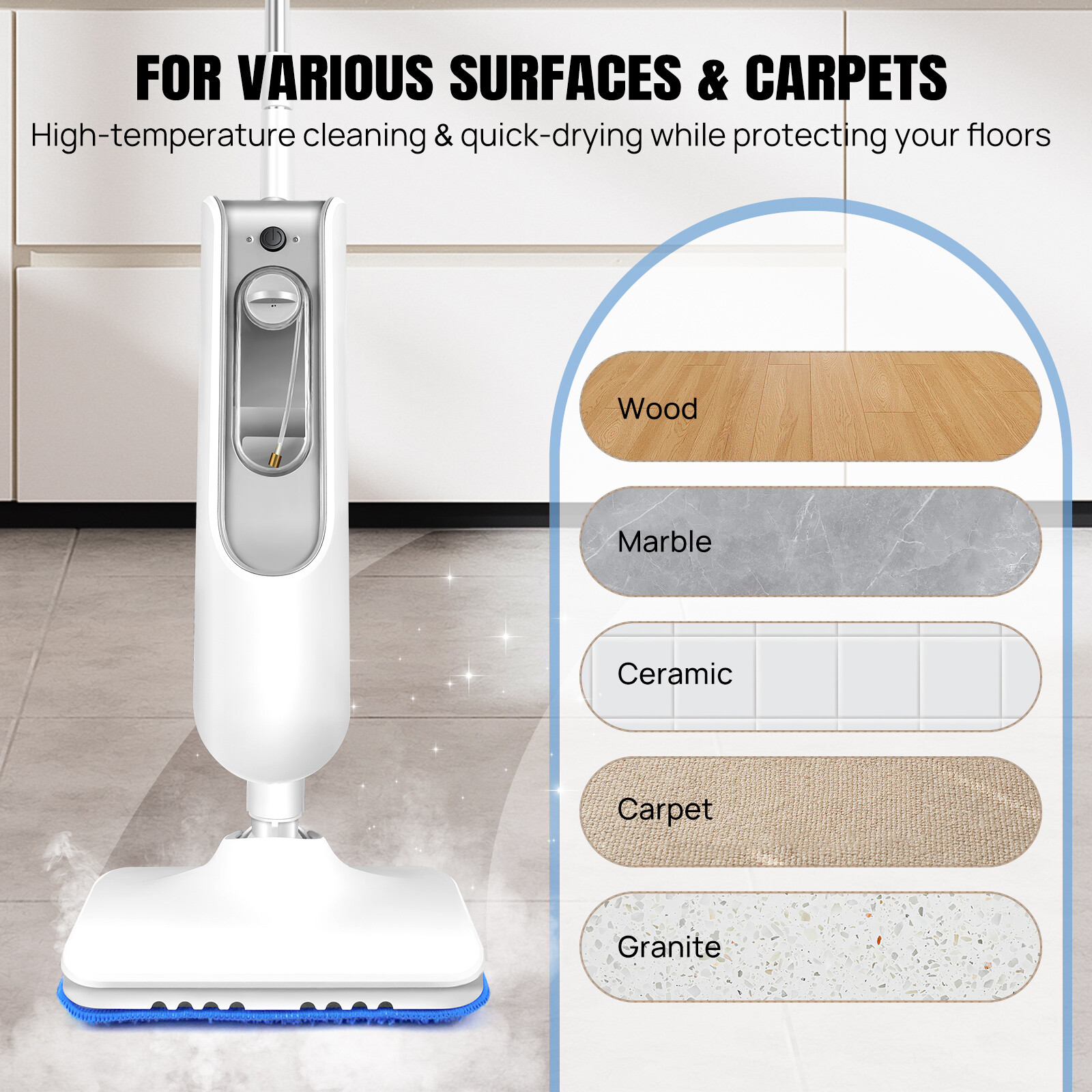 Electric Steam Mop Hand Held 10 in 1 Cleaner Steamer Floor Carpet Washer Window