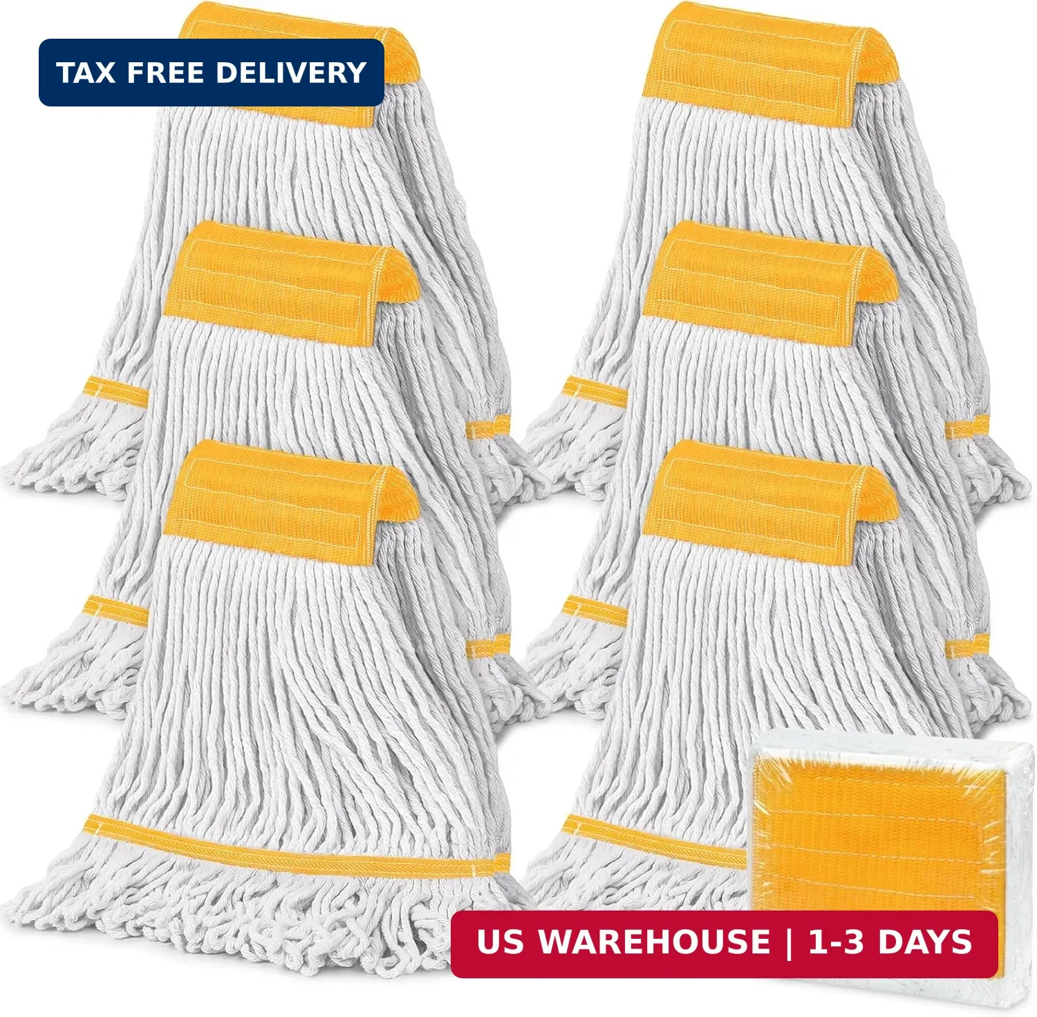 6PK Heavy Duty Commercial Mop Head Replacement- Loop End Cotton Blend String Ref