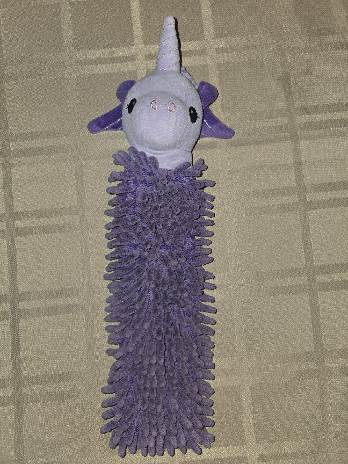 Norwex Pet to Dry Purple Unicorn Chenile Microfiber Hand Towel w/Hanging Loop