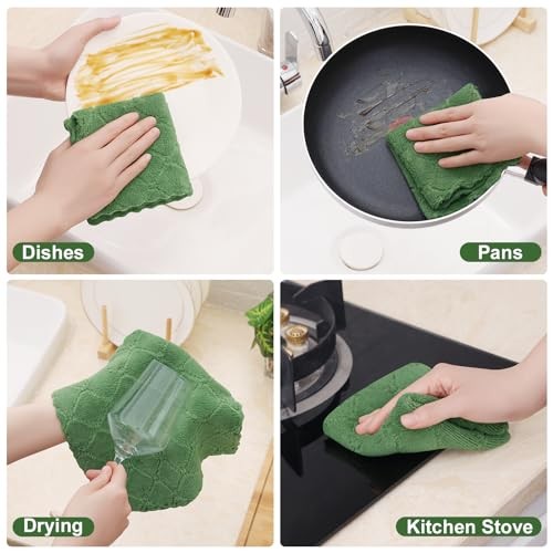 12 Pack Kitchen Dish Cloths (10×10 Inches), 10×10 Inches, Grass Green