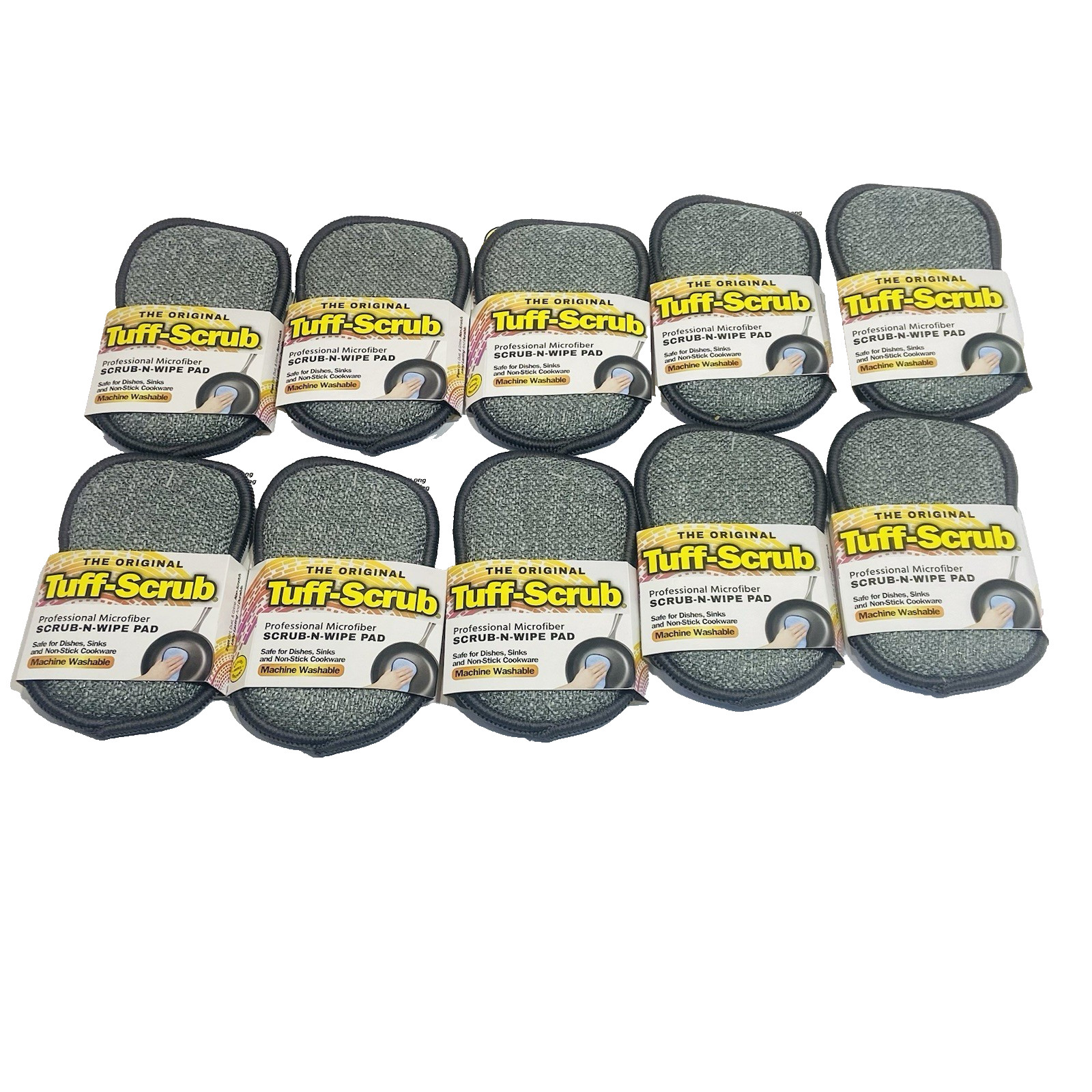 Tuff-Scrub Microfiber Pad Professional SCRUB-N-WIPE ~ Machine Washable ~ 10-Pack