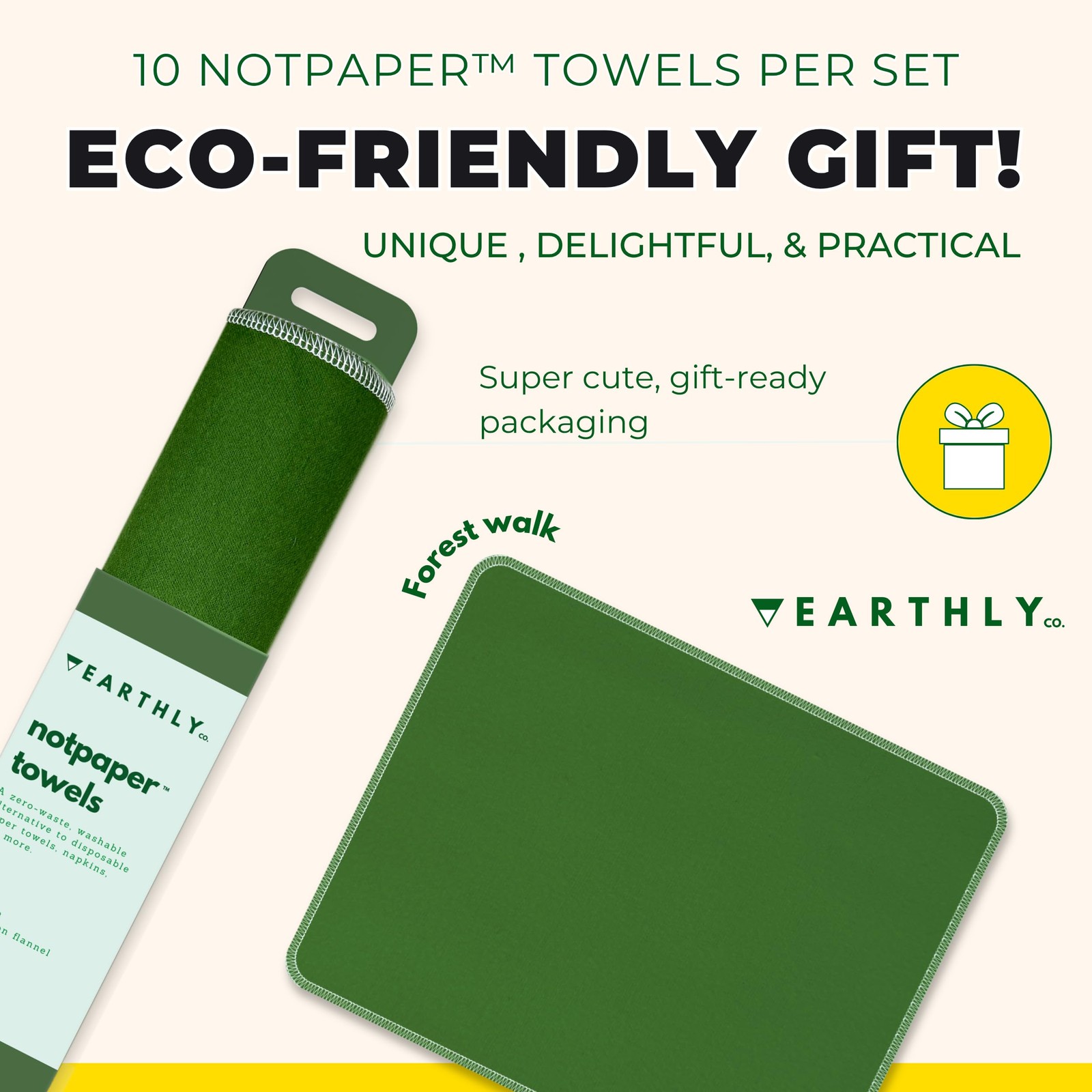 Earthly Co. Reusable Paper Towels – 24 Pack – Roll of Washable Cotton Cloth P…
