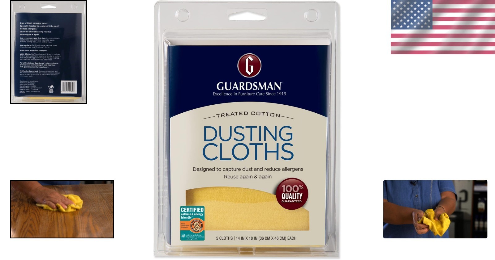 5 Soft Cotton Dusting Cloths: Specially Treated for Effortless Cleaning