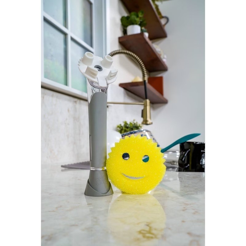 Dish Daddy Converter Plate Dishwand with Sponge: Silver, 3.75″ Depth, 13.06″