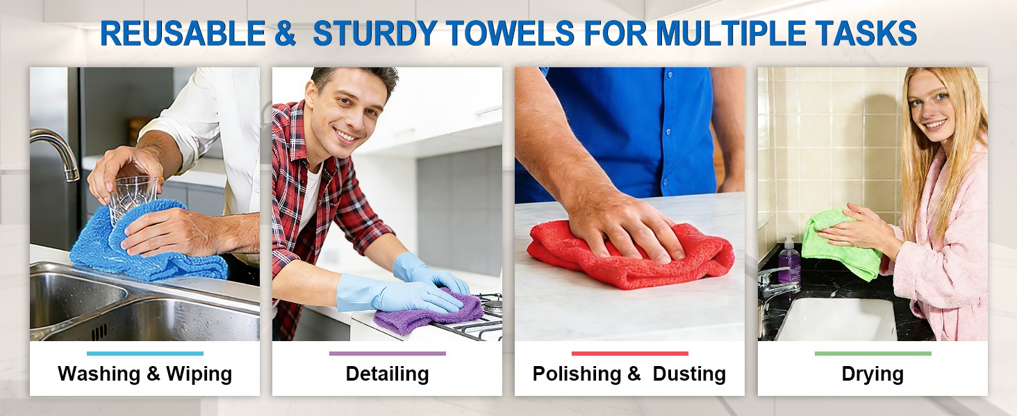 Microfiber Cleaning Cloth, 12 Pack Green Cleaning Rags,12″ X 11″ Lint Dish