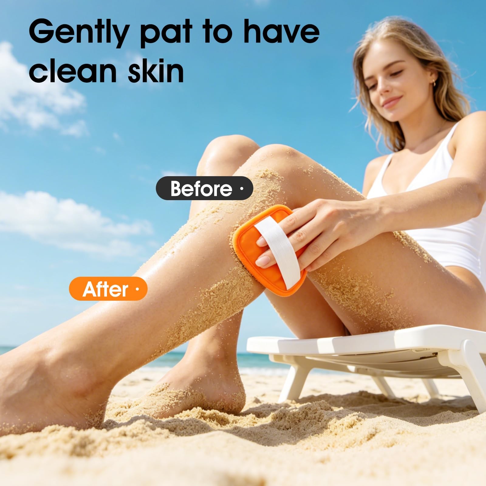 Sand Remover for Beach, Talc-Free & Reusable with Natural Orange