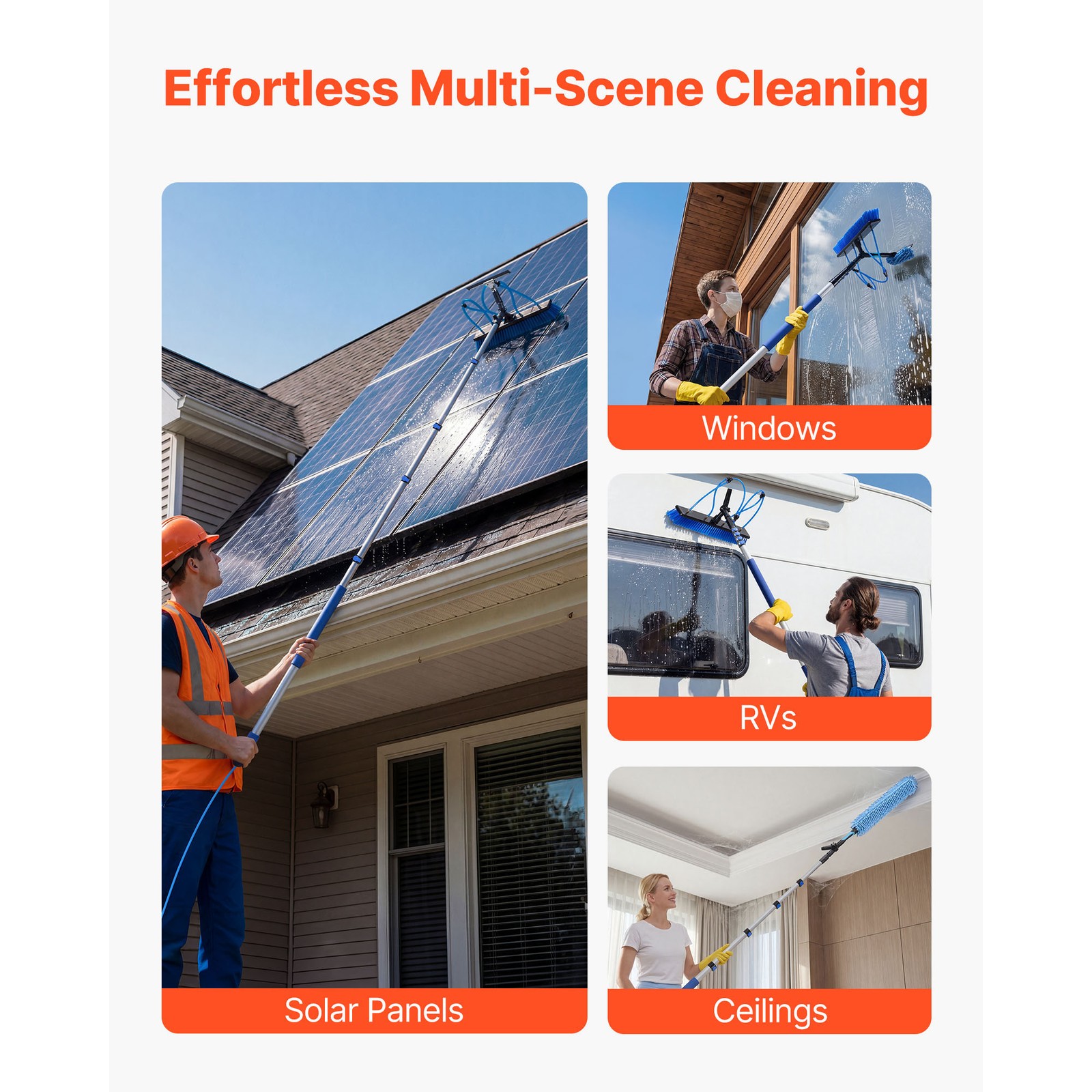 Uimoso Solar Panel Cleaning Kit with 15 ft Water Fed Pole, Brush, and Squeegee