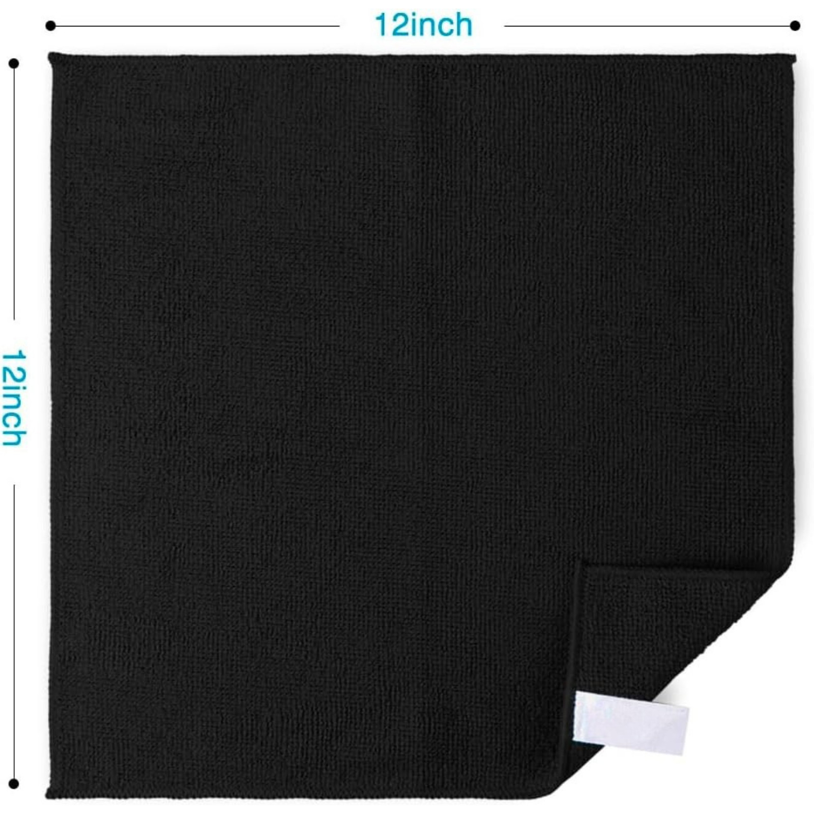 12Pcs Microfiber Cleaning Cloth Towels, Car Polishing Detailing No Scratch Black
