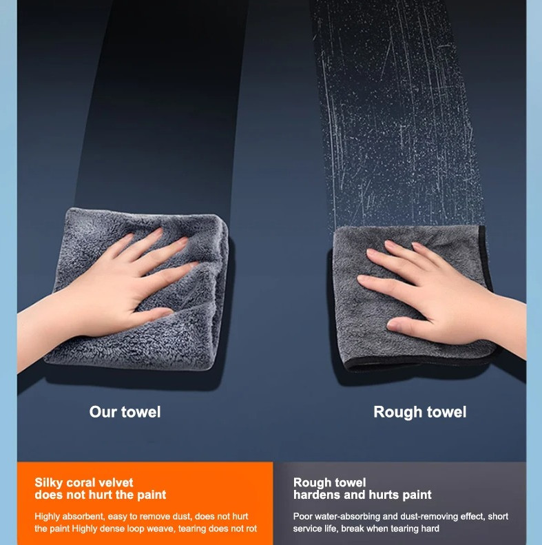 1pc 40×100cm Car Wash Towel – Thick,Soft,Highly Absorbent Cleaning Cloth – NEW