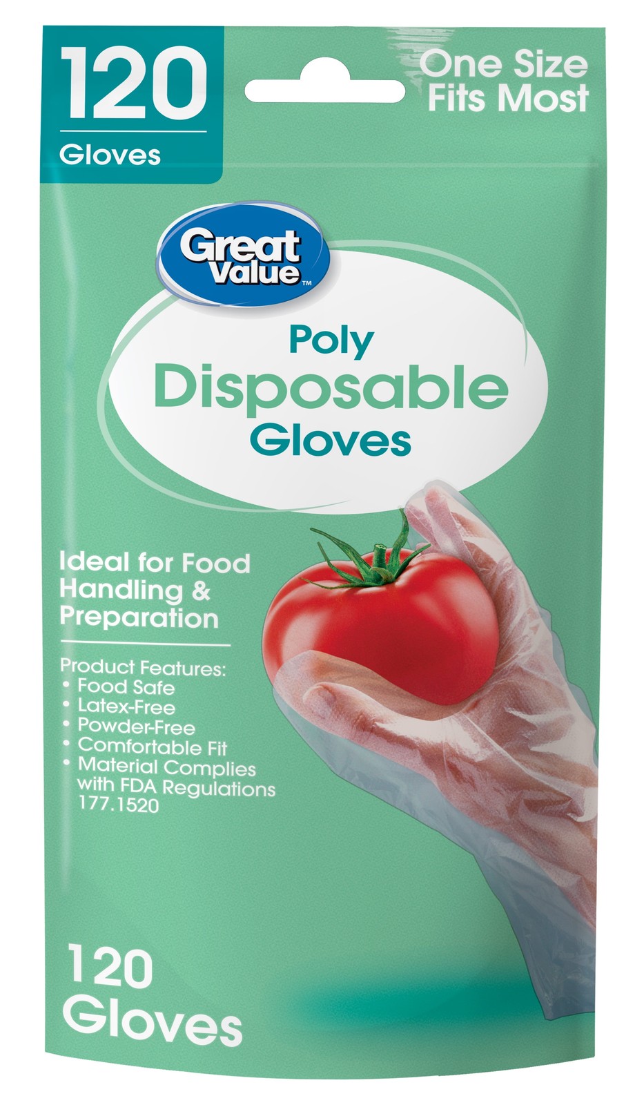 (5 pack) Disposable Poly Food Gloves, 120-Count, Latex-Free, One Size Fits Most