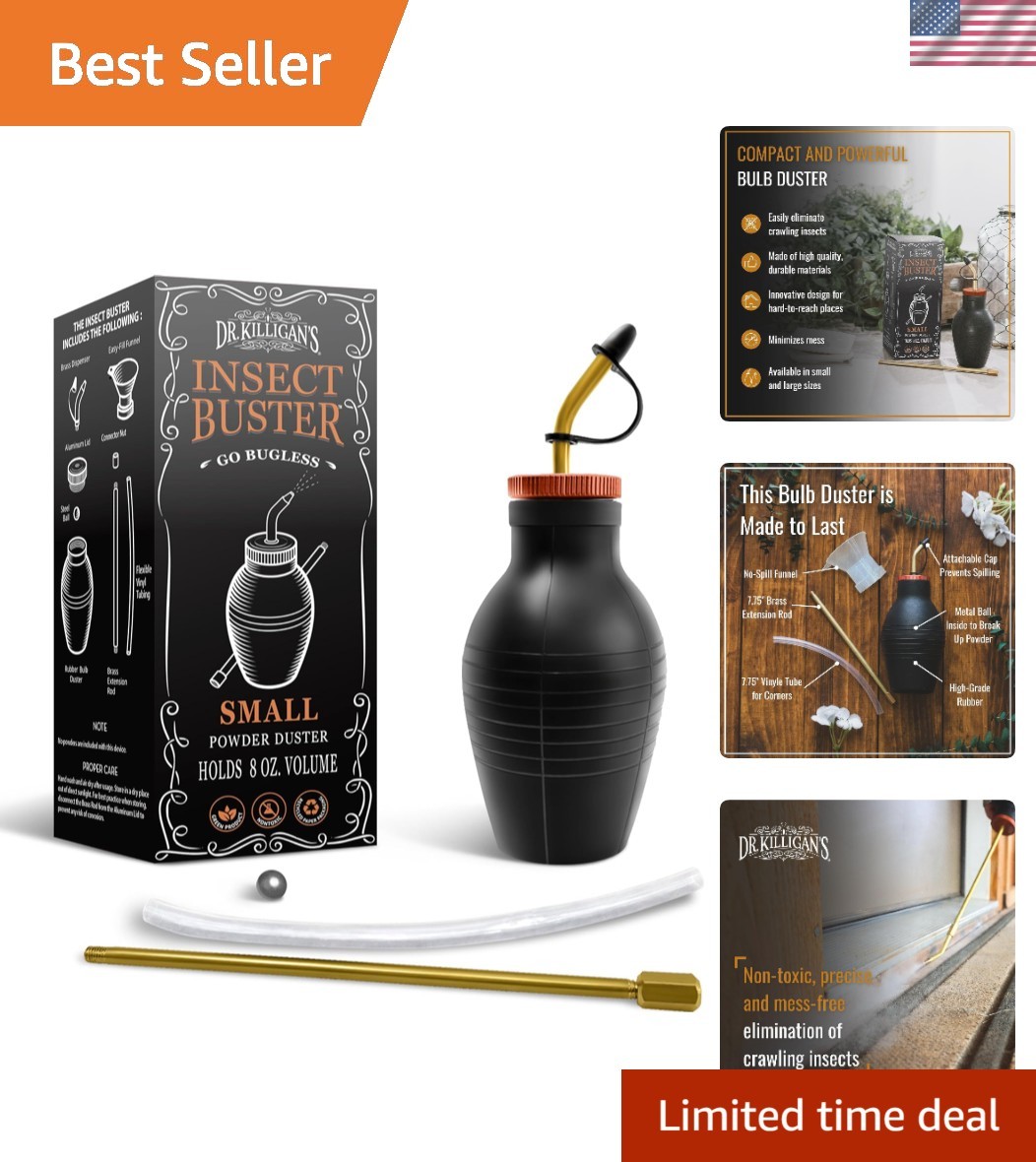 Insect Buster Bulb Duster – 8oz Hand-Powered Pest Control Tool, Brass Design