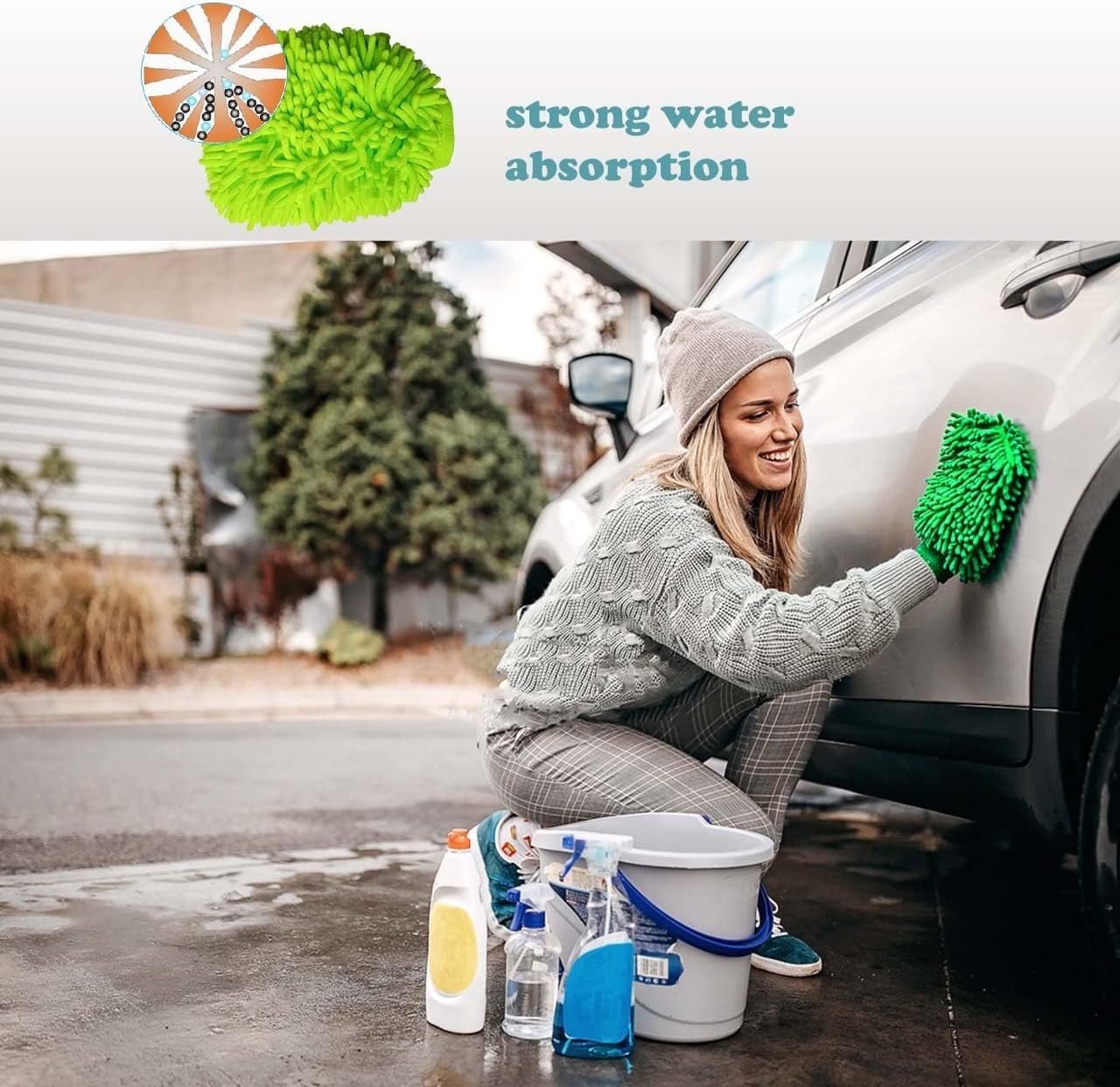 2 Pack Car Wash Mitt Microfiber Car Wash Mitt Scratch Free for Cars