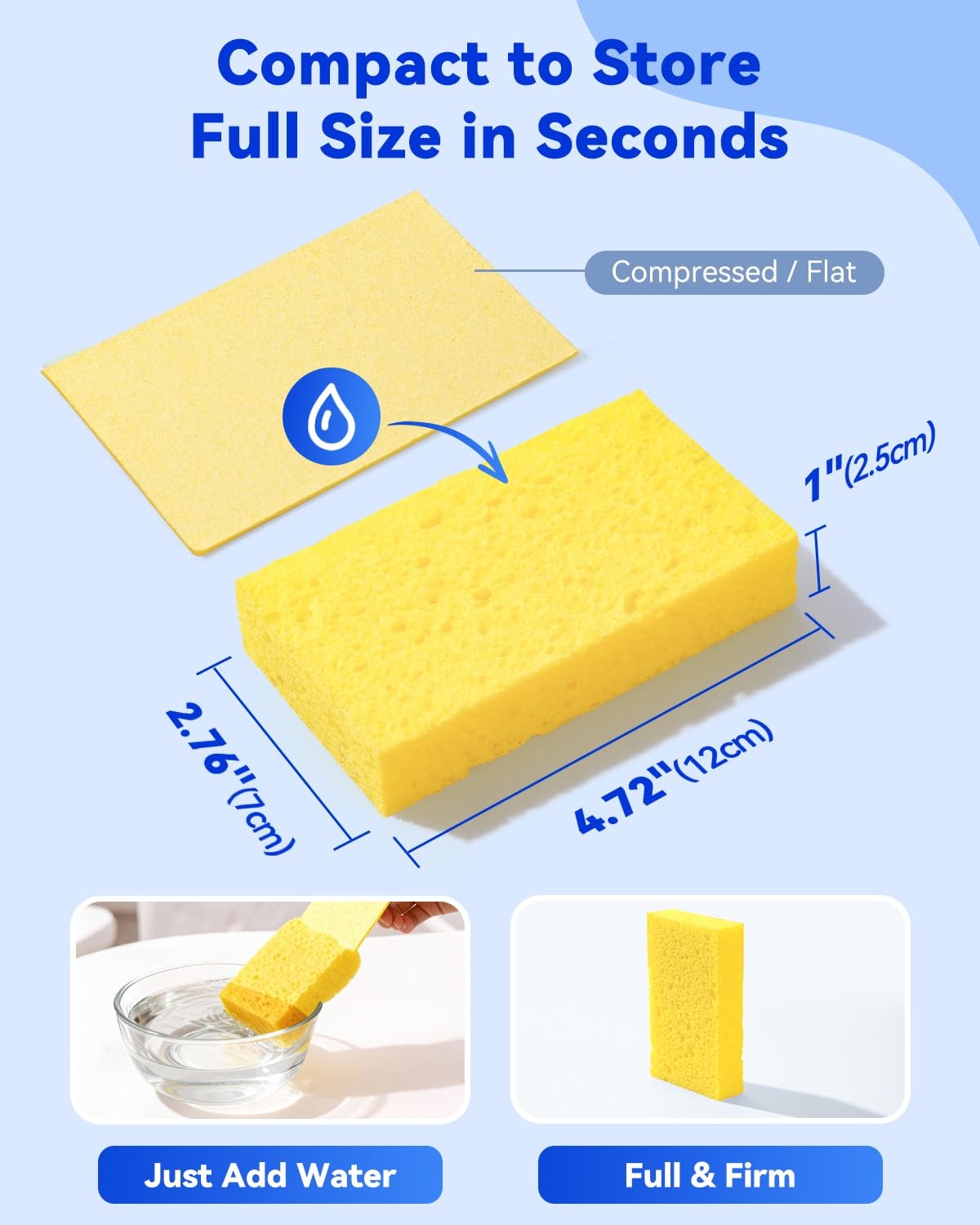 Temede 12-Count Cellulose 12 Count (Pack of 1), Yellow, Blue, Green, Pink