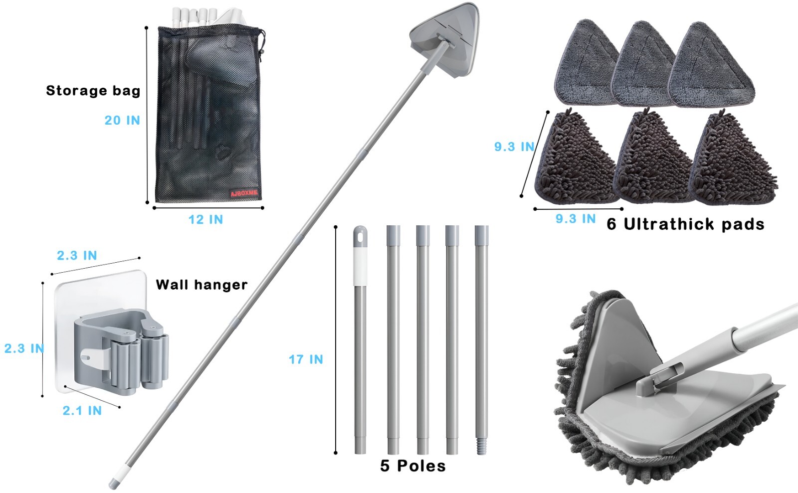 Wall Cleaning Mop with Long Handle, Ceiling Cleaner Tool Duster