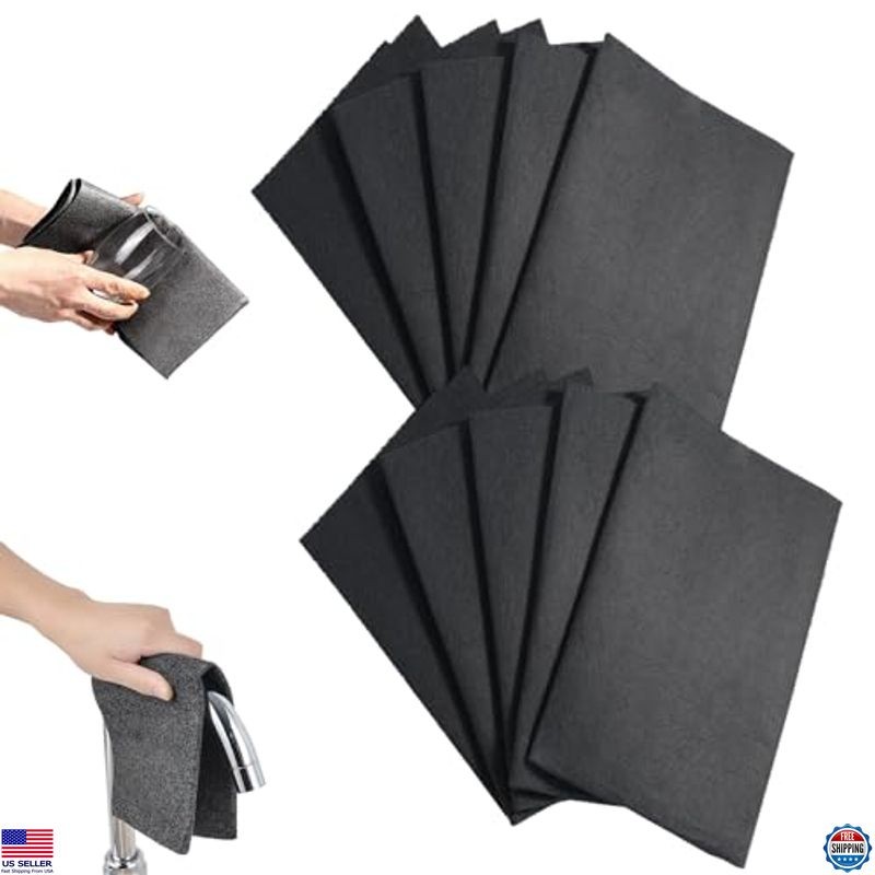 Thick Microfiber Cleaning Cloths, Streak-Free Rags for Glass & Kitchen – 10 Pack