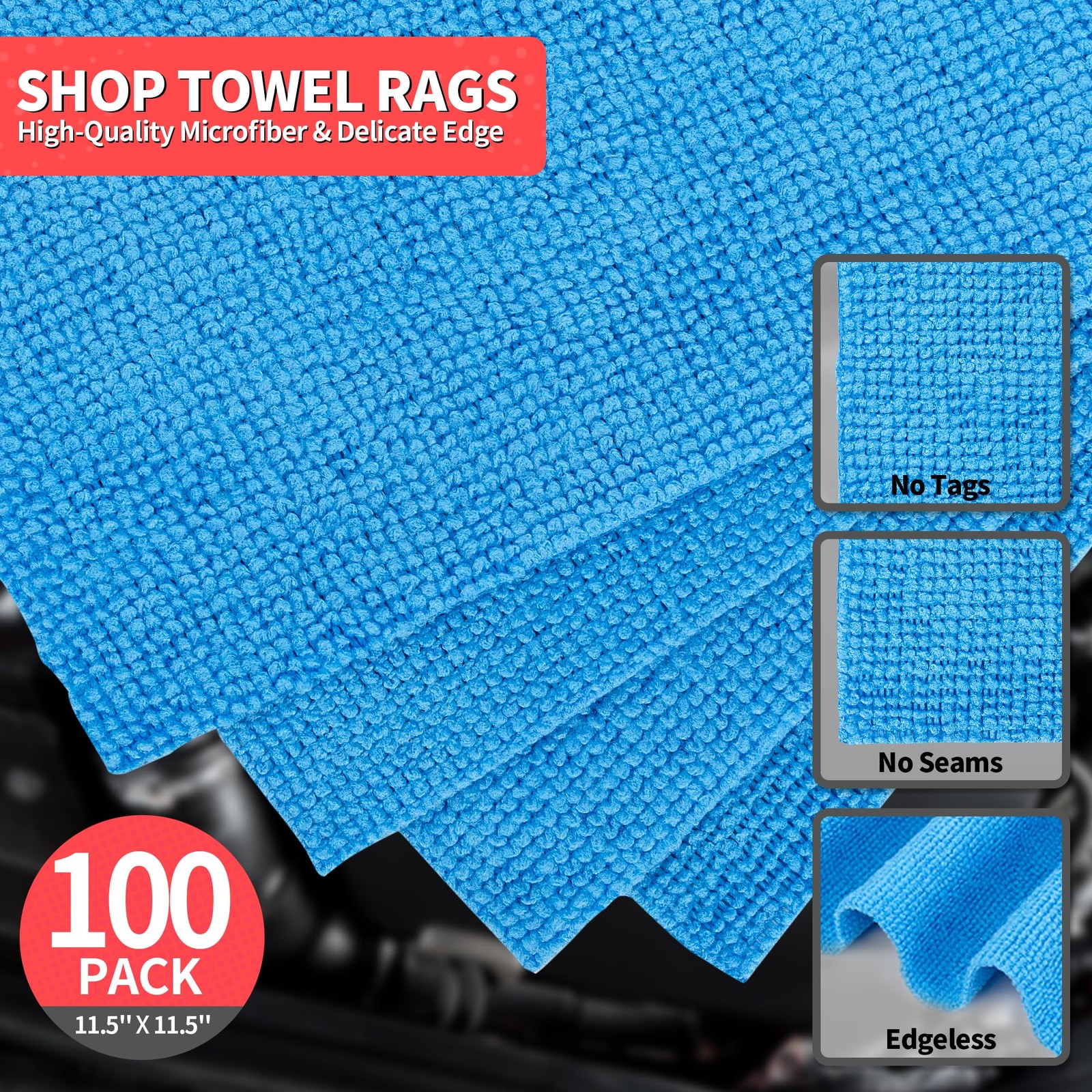 Shop Towels, 100 Pack Microfiber Towels for Cars, Microfiber Cleaning Cloths,…