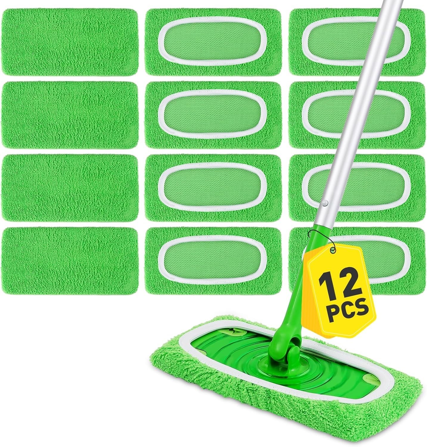 12-Pack Reusable Microfiber Mop Pads for 10-Inch Mops – Eco-Friendly Cleaning