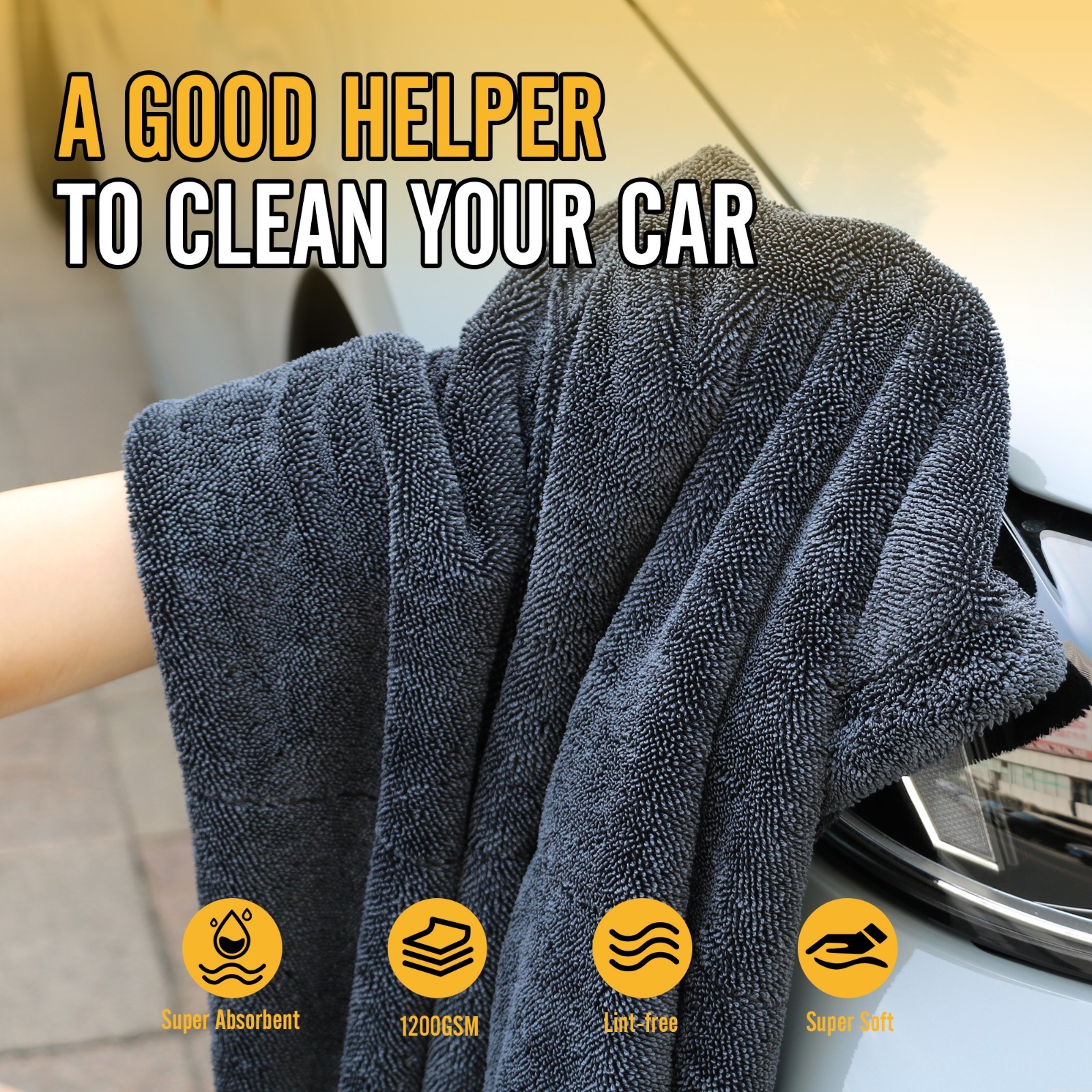 Microfiber Cleaning Cloth 24” x 36″ Water Absorbing Car Wash Towel 1500GSM