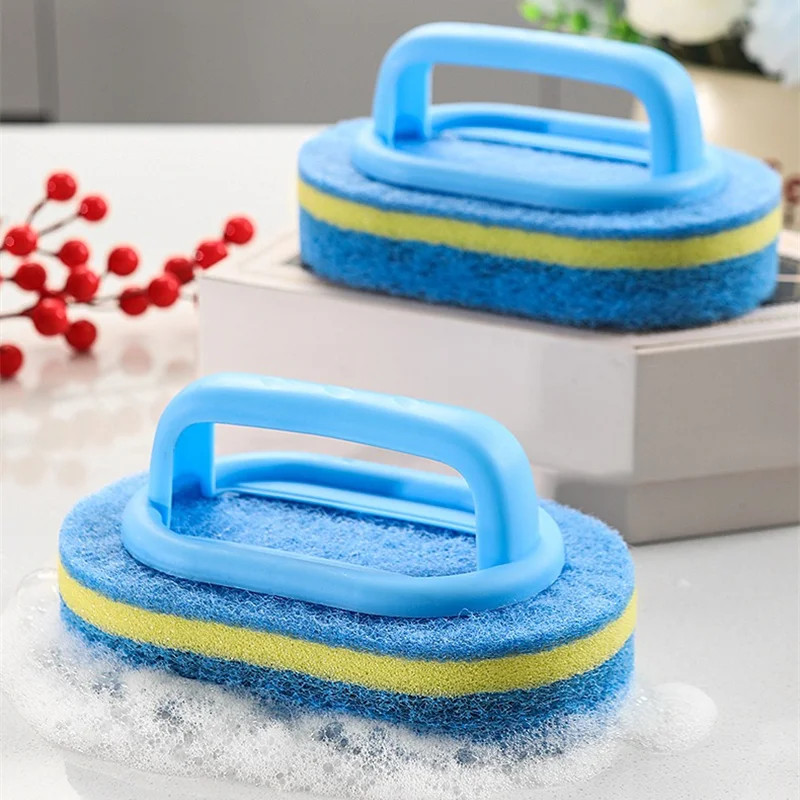 6/3/1Pcs Household Cleaning Brush with Handle Sponge High-Density Thick Scouring