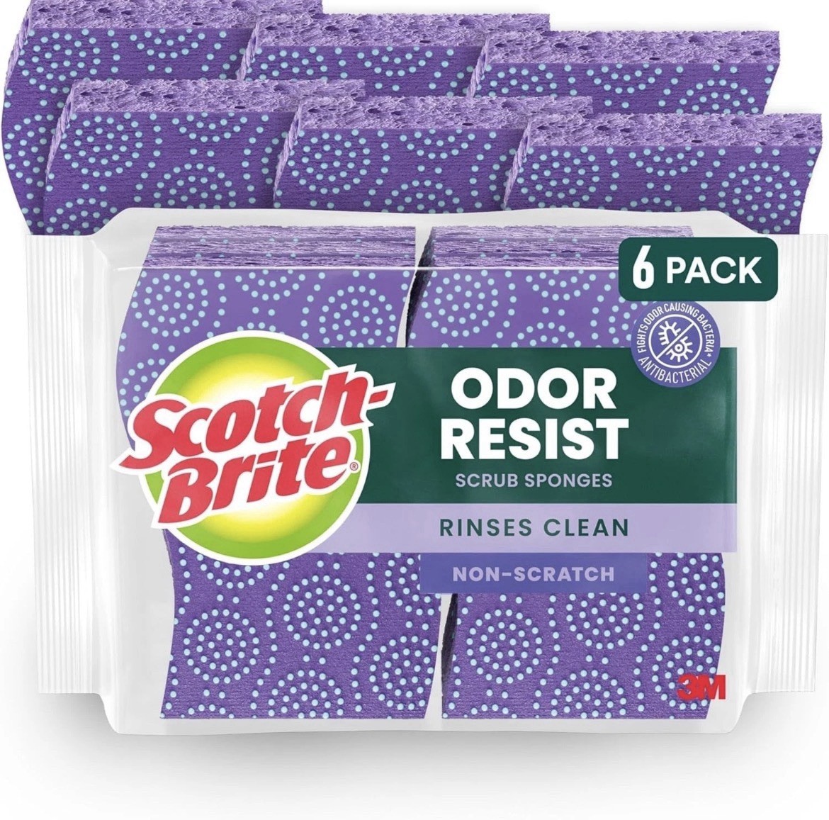 Scotch-Brite Scrub Dots 6pack Non-Scratch Scrub Sponge, Rinses Clean