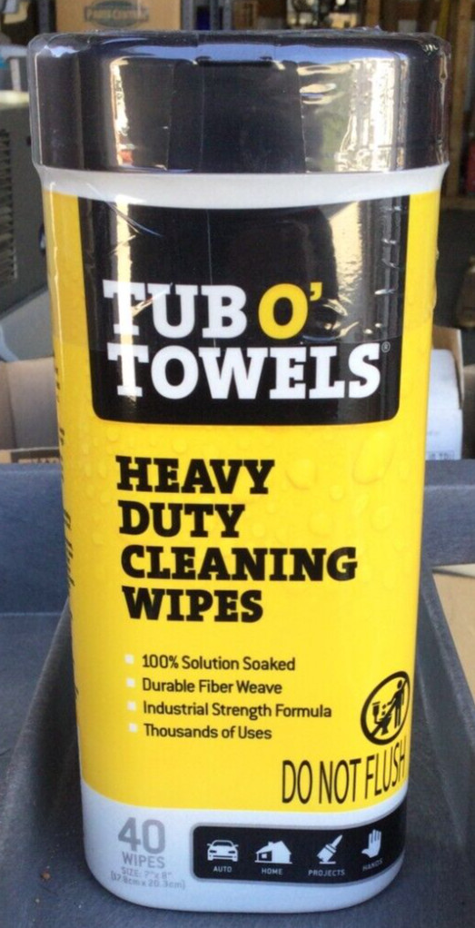 Tub O’ Towels FDPTW40 Heavy Duty Cleaning Wipes, 40 count (3 Pack)