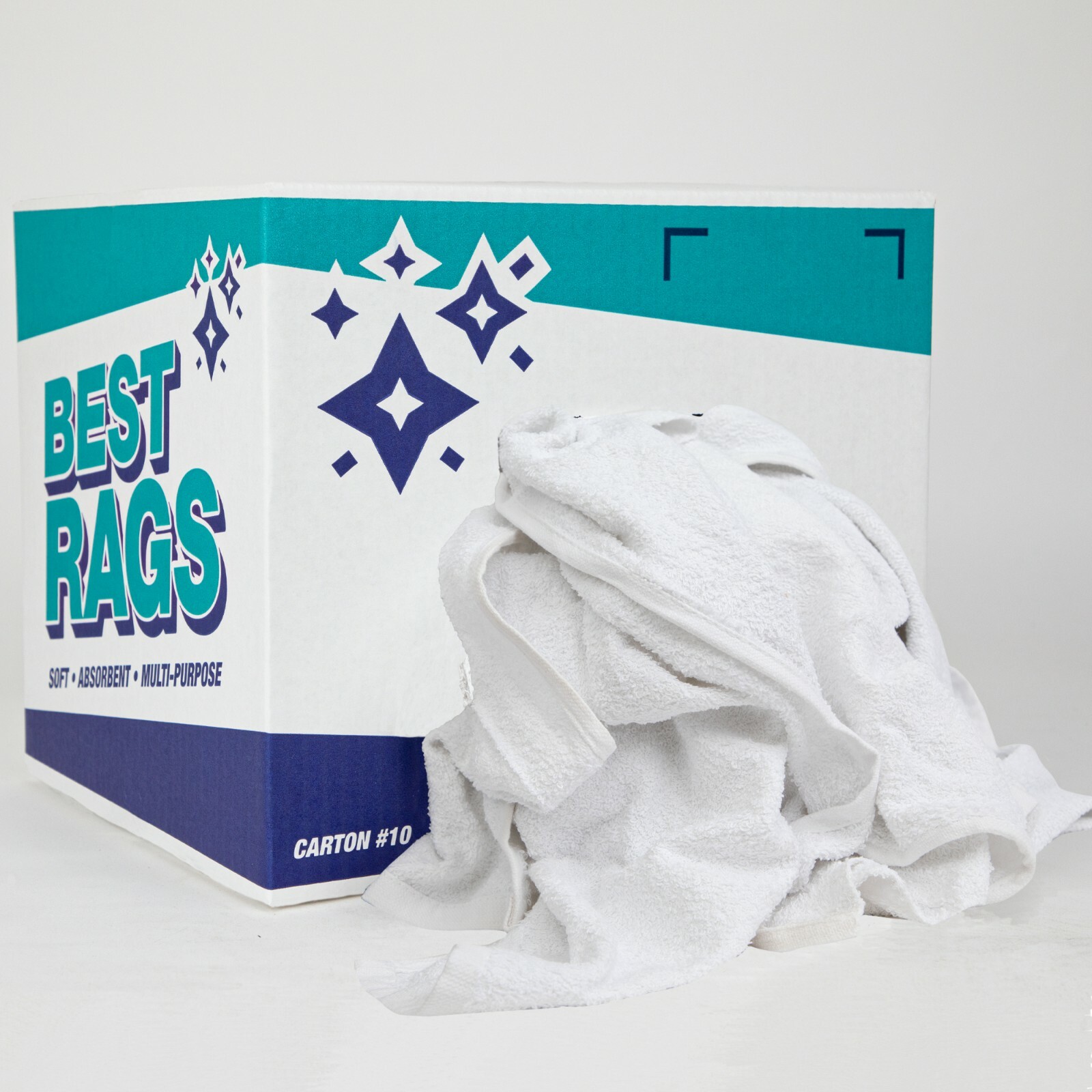 Terry Hand Towel Rags, Bulk Options, White Multipurpose Cleaning Cloth Wipers