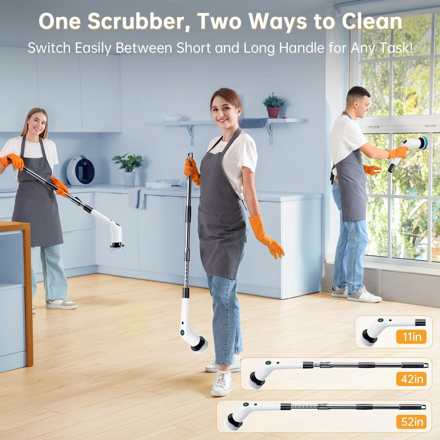 Electric Spin Scrubber Cordless Shower Scrubber with 8 Brush Heads 2 Speed Ad…
