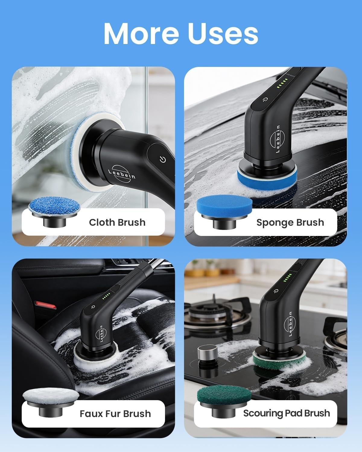 8 in 1 Electric Spin Scrubber with Fast Charging and Long Battery Life for Home