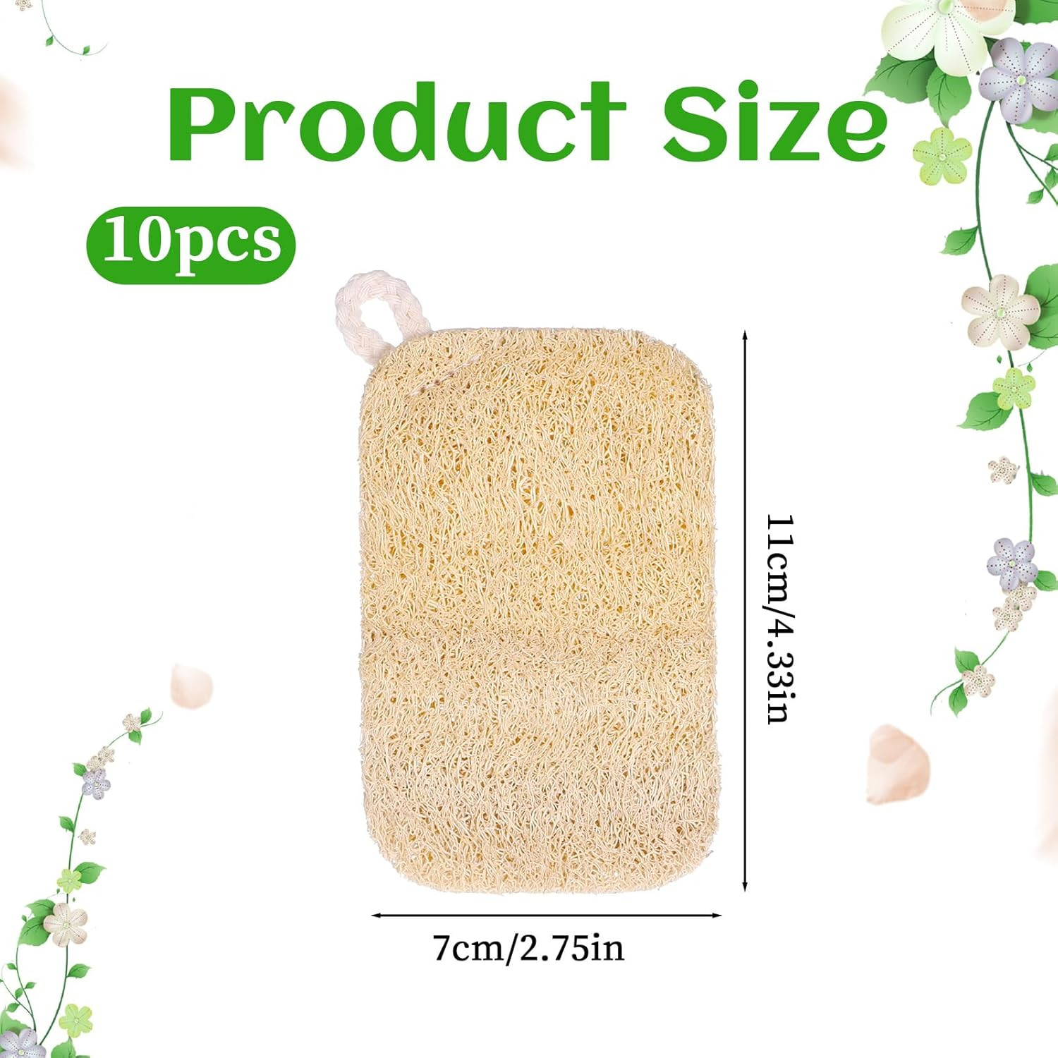 10 PCS Natural Sponges for Dishes, Loofah Dish Sponge for Kitchen Compostable