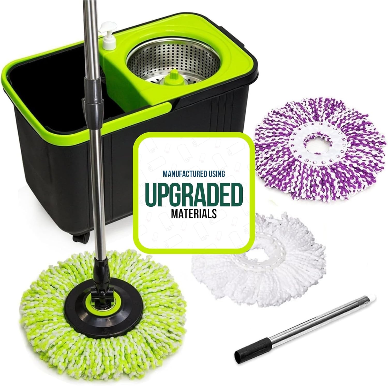 Simpli-Magic Premium Spin Mop Cleaning Bucket Set with 3 Microfiber Mop Heads…