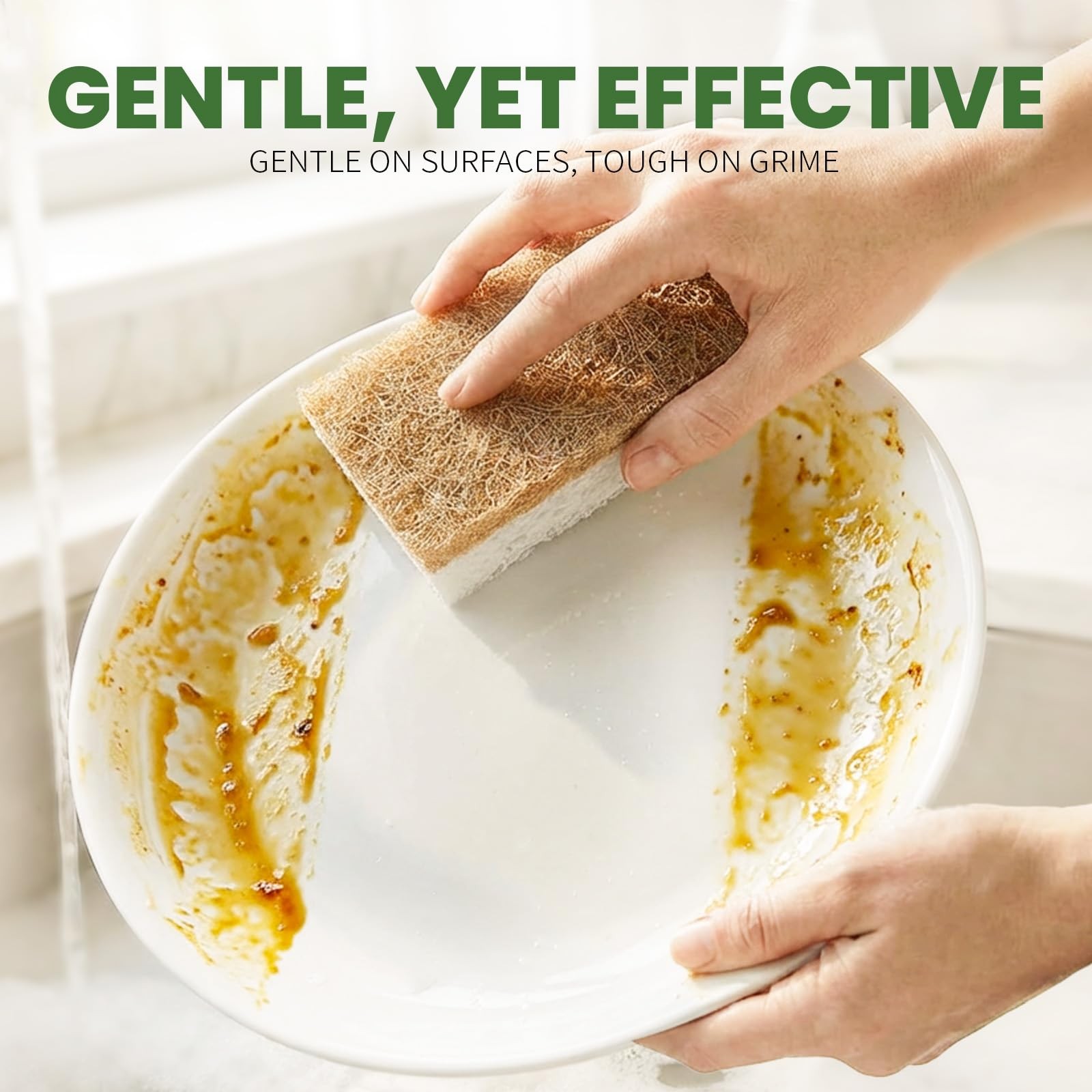 Natural Kitchen Sponge PlantBased Biodegradable Cellulose Walnut Dish 12 PCS