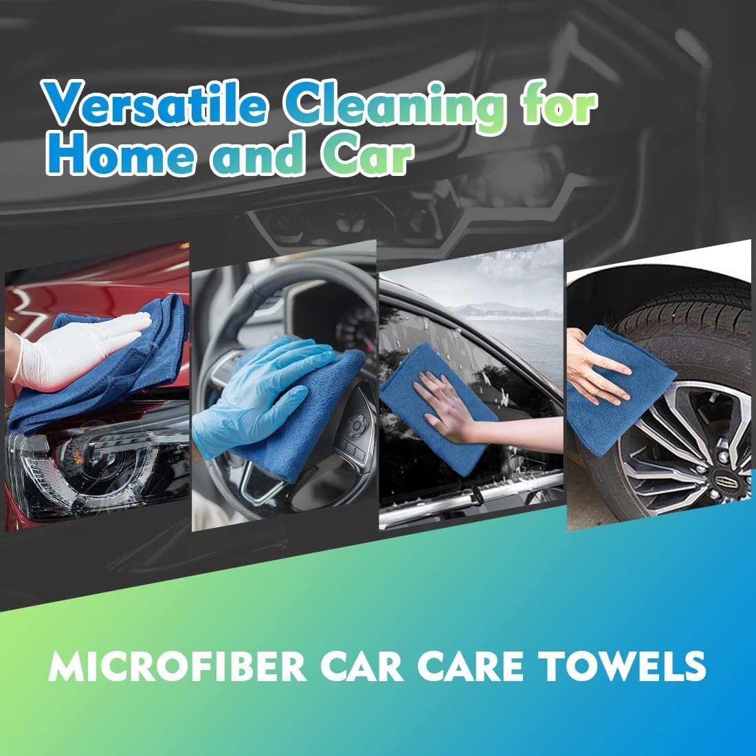 Lake Green Microfiber Cleaning Cloth 12 Pack 12.5 x 12.5 inch Microfiber Towels