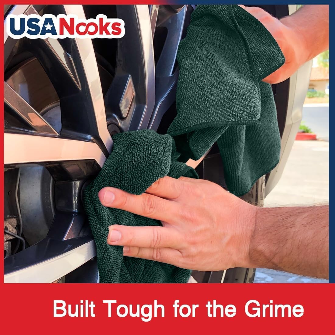 USANOOKS Microfiber Cleaning Cloth – 12Pcs 12.5×12.5 inch 12 pack, Dark Green