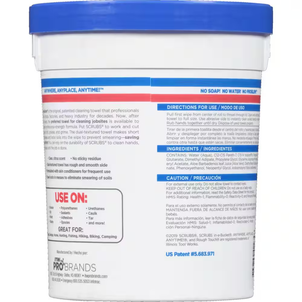 72-Count Scrubs-In-A-Bucket Citrus-Based Degreasing Hand Cleaning Wipes
