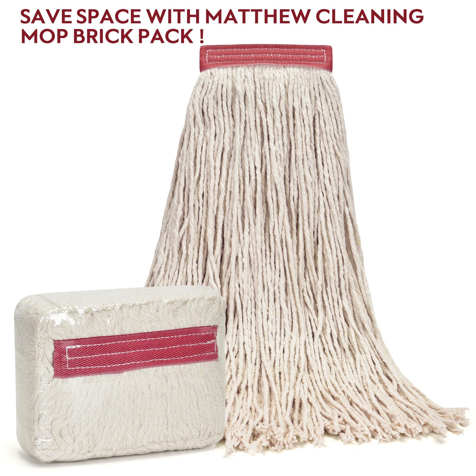 Matthew Cleaning 16oz 6Pack Cotton Floor Mop,Cotton Looped-Open String Heavy …