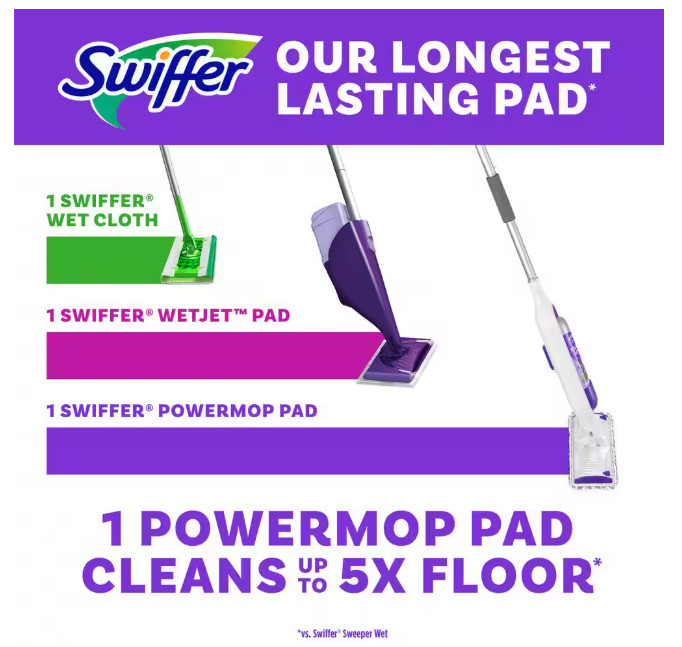 New Swiffer PowerMop Starter Kit Floor Cleaner Vinyl Tile Laminate