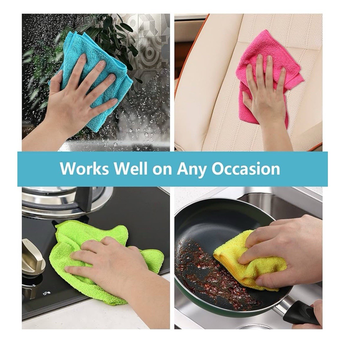 Microfiber Cleaning Cloth,12 Pack Cleaning Rags, Cleaning Towels with 4 Colors