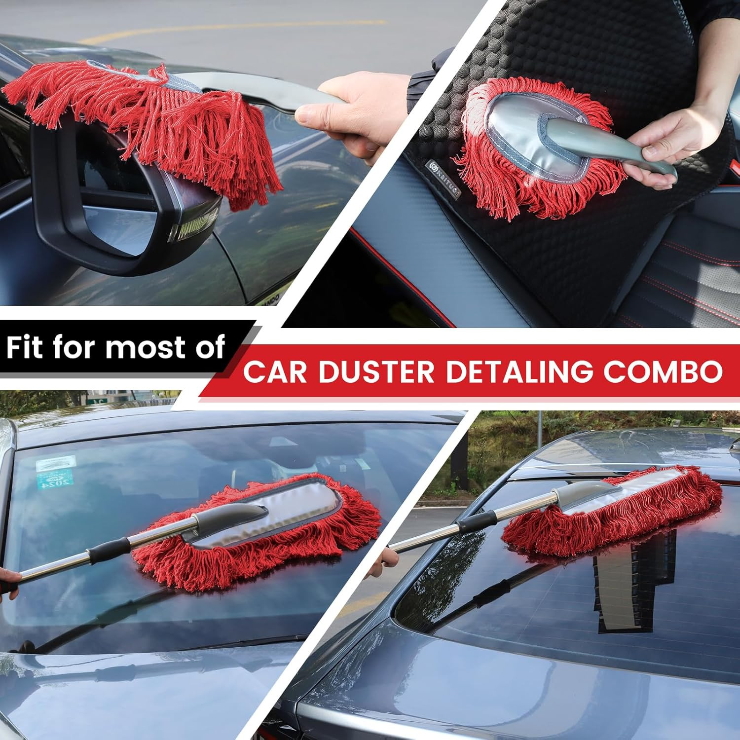 2 Pack Large Car Duster Exterior Scratch Free with Extendable Handle