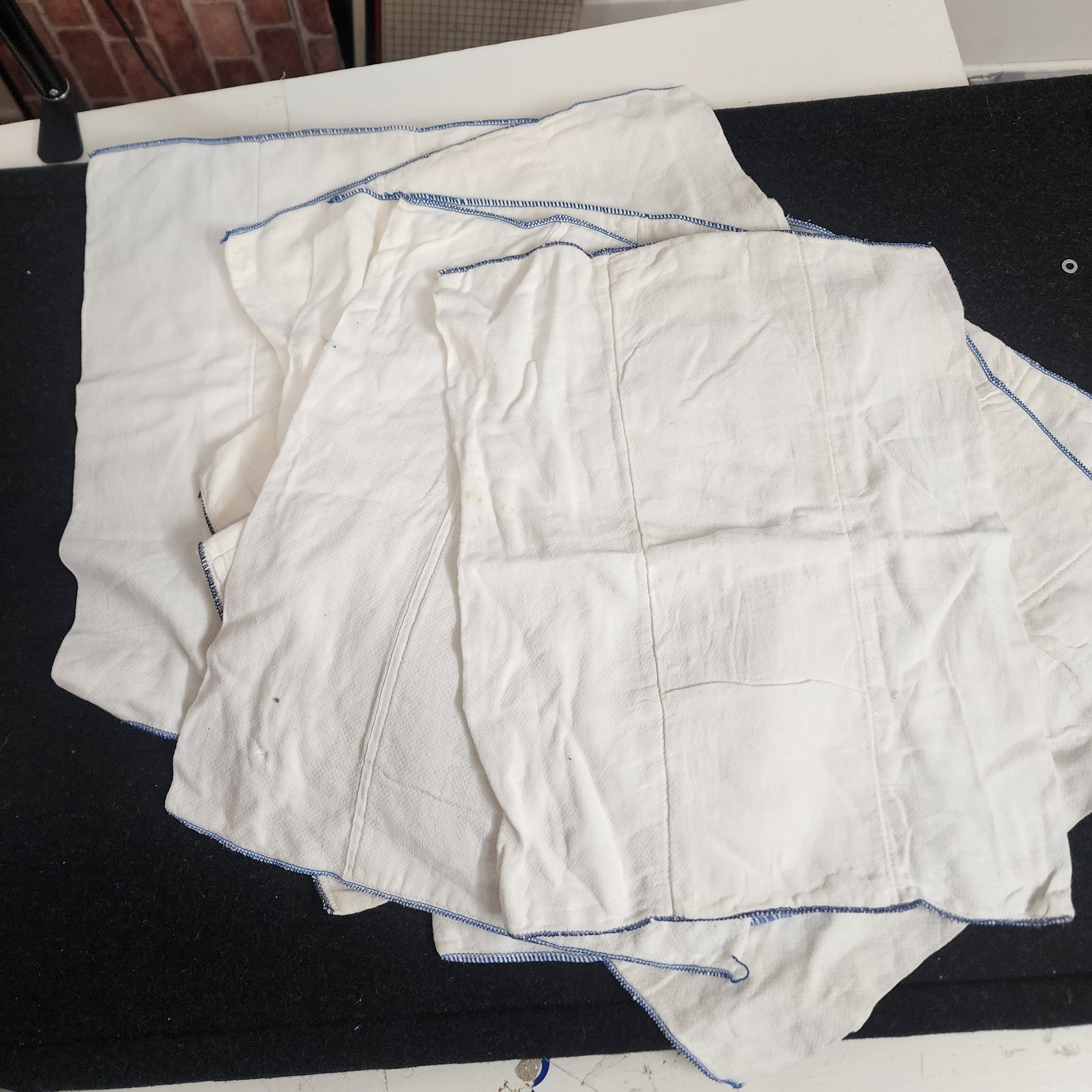Lot 10 Blue Edge Prefold Cloth rags 14×17 Cotton Birdseye – Washed Clean